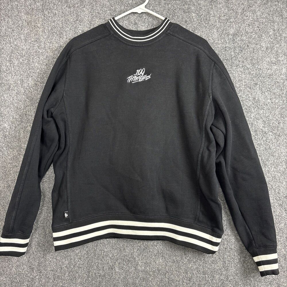 100 Thieves Black Logo Crewneck Sweatshirt Mens M Streetwear ESport